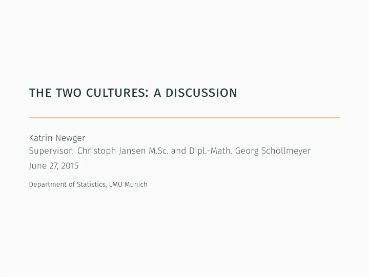the two cultures a discussion