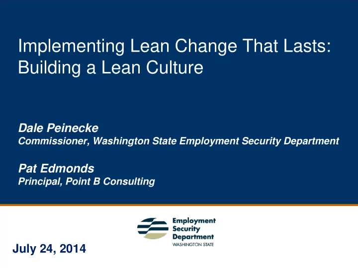 implementing lean change that lasts building a lean