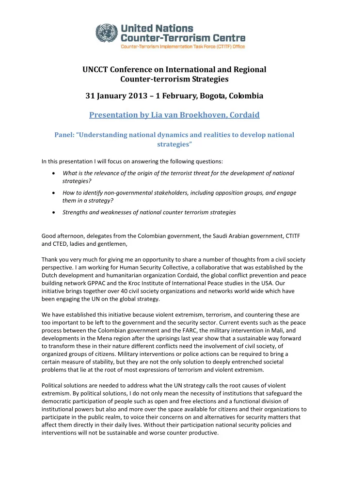 uncct conference on international and regional counter