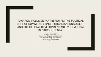 TOWARDS INCLUSIVE PARTNERSHIPS: THE POLITICAL  ROLE OF COMMUNITY BASED ORGANISATIONS (CBOS)  AND