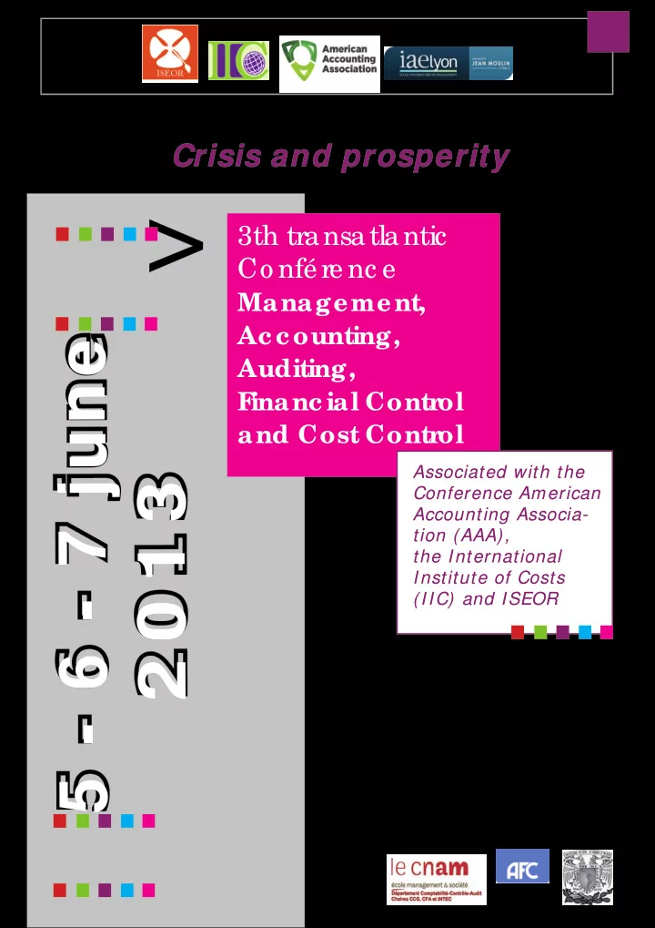 3th transatlantic co nf renc e management accounting e