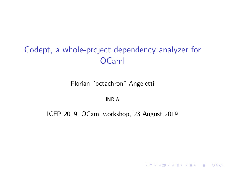 codept a whole project dependency analyzer for ocaml