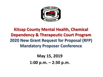 Kitsap County Mental Health, Chemical  Dependency &amp; Therapeutic Court Program  2020 New Grant