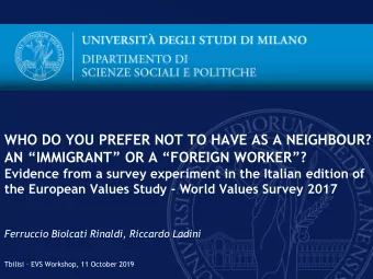 Ferruccio Biolcati Rinaldi, Riccardo Ladini Tbilisi  EVS Workshop, 11 October 2019  Social