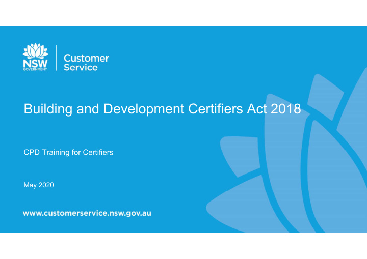 building and development certifiers act 2018