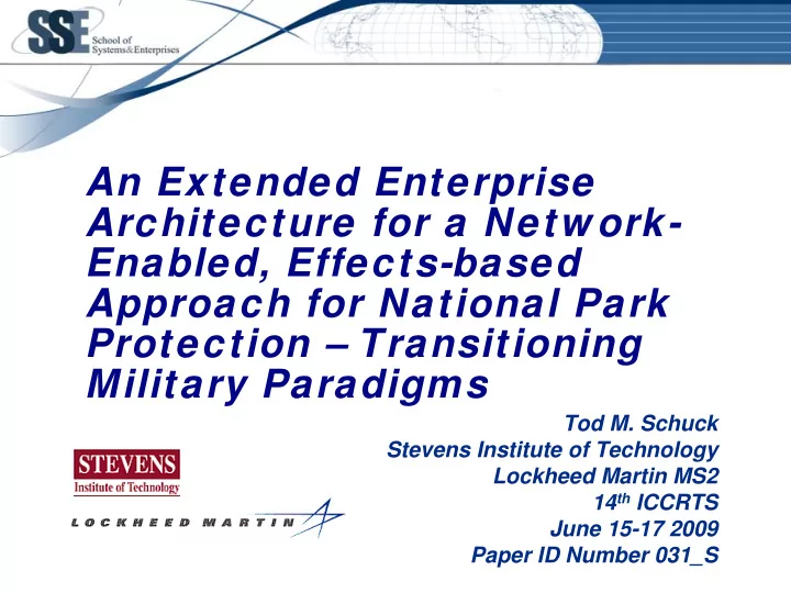 an extended enterprise architecture for a netw ork