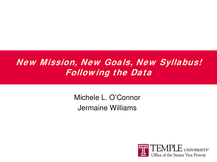 new mission new goals new syllabus follow ing the data