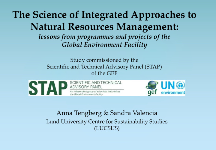 the science of integrated approaches to natural resources