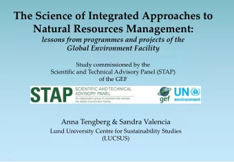 The Science of Integrated Approaches to  Natural Resources Management:  lessons from programmes and