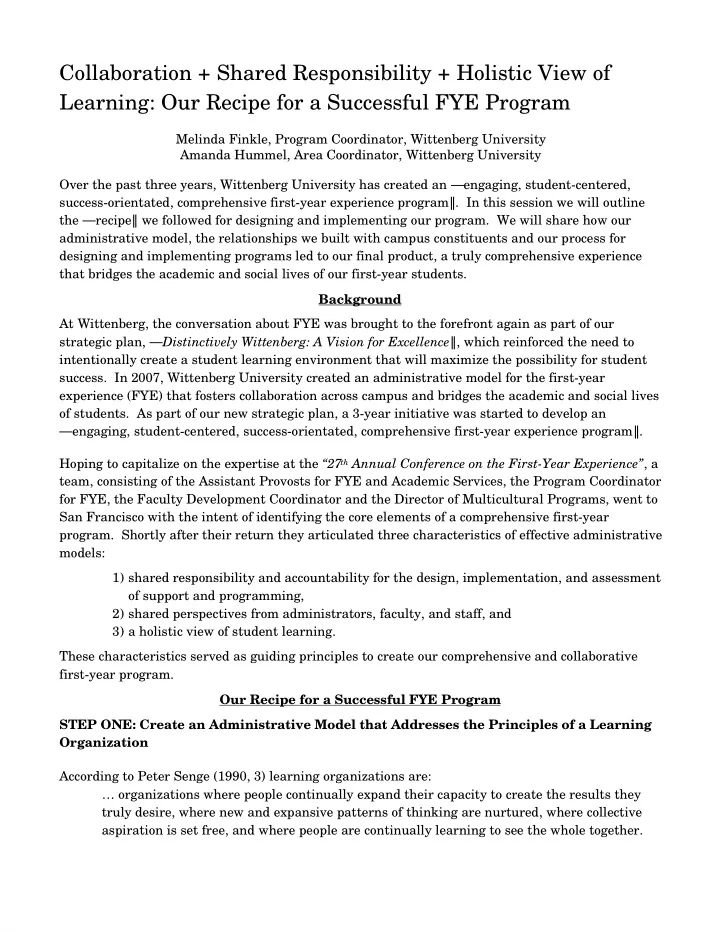 collaboration shared responsibility holistic view of