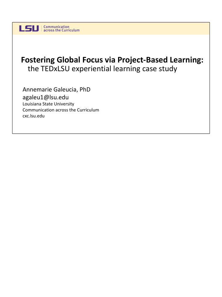 fostering global focus via project based learning
