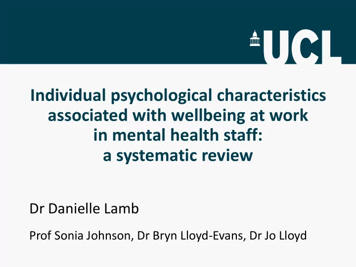 individual psychological characteristics