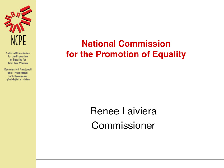 national commission for the promotion of equality renee