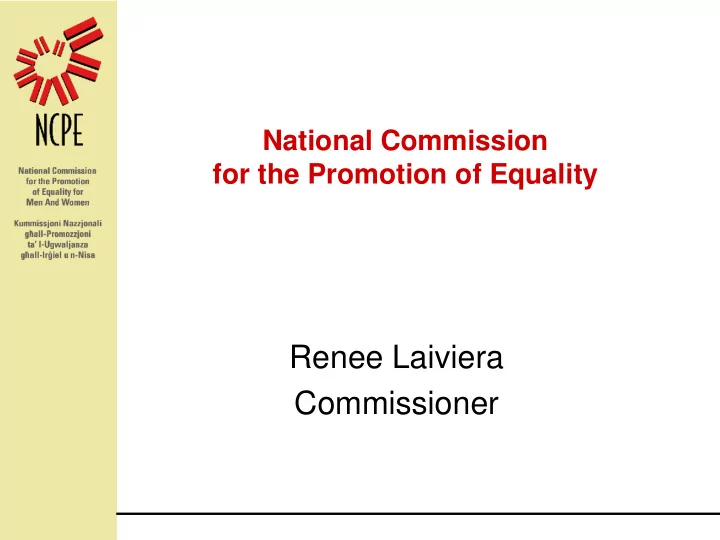 national commission for the promotion of equality renee