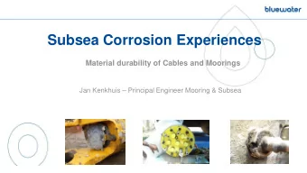 Subsea Corrosion Experiences Material durability of Cables and Moorings  Jan Kenkhuis  Principal
