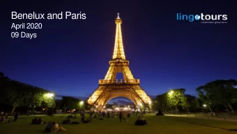 Benelux and Paris  April 2020  09 Days  THE BELGIUM, NETHERLANDS, LUXEMBOURG &amp; PARIS:  DISCOVER