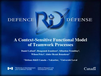 A Context-Sensitive Functional Model  of Teamwork Processes Daniel Lafond 1 , Hengameh Irandoust 1
