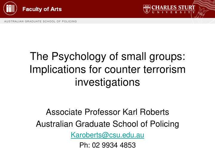 the psychology of small groups implications for counter