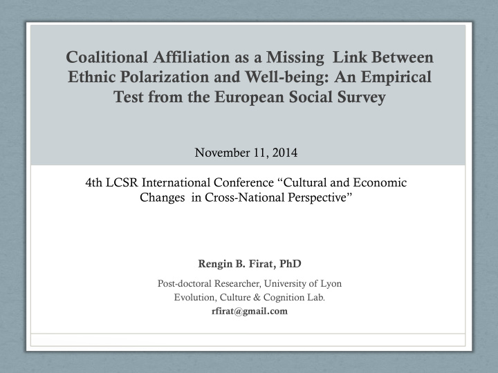 ethnic polarization and well being an empirical