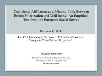 Ethnic Polarization and Well-being: An Empirical Test from the European Social Survey  November 11,