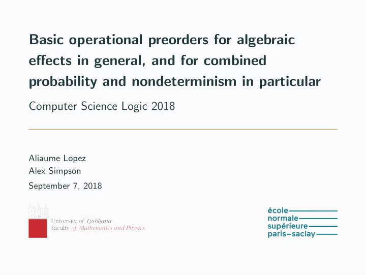 basic operational preorders for algebraic effects in