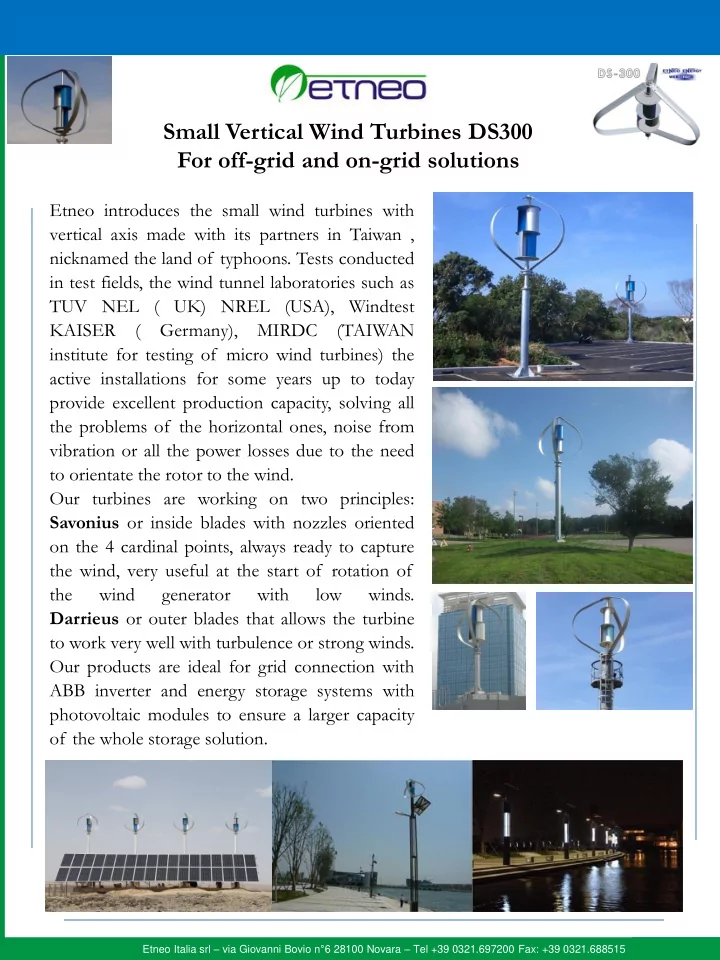 small vertical wind turbines ds300 for off grid and on
