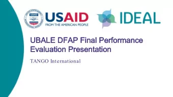 UBALE DFAP Final Performance  UBALE DFAP Final Performance  Evaluation Presentation  Evaluation