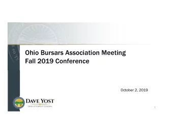 Ohio Bursars Association Meeting  Fall 2019 Conference  October 2, 2019  1  Collections