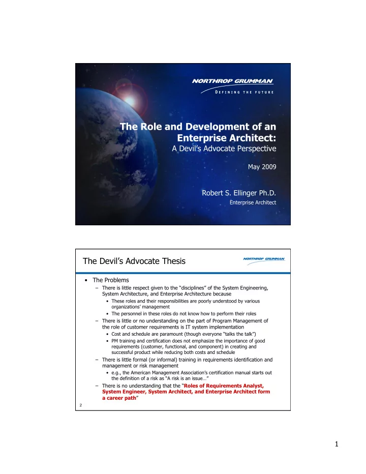 the role and development of an enterprise architect