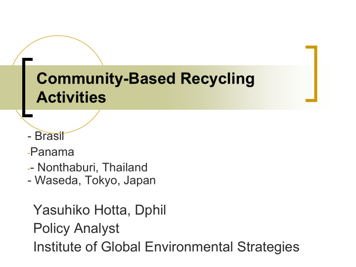 community based recycling activities