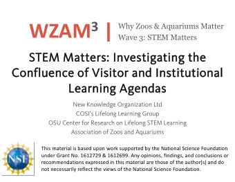 WZAM 3 |  Why Zoos &amp; Aquariums Matter  Wave 3: STEM Matters  ST  STEM Matter  ers:  s: Inv