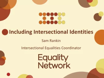 Including Intersectional Identities  Sam Rankin  Intersectional Equalities Coordinator Grounds