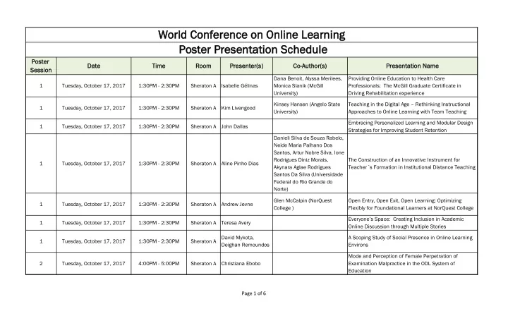 world confe feren ence e on online e lea earning post