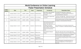World Confe  feren  ence  e on Online  e Lea  earning  Post  ster  er Pres  esen  entation Sched