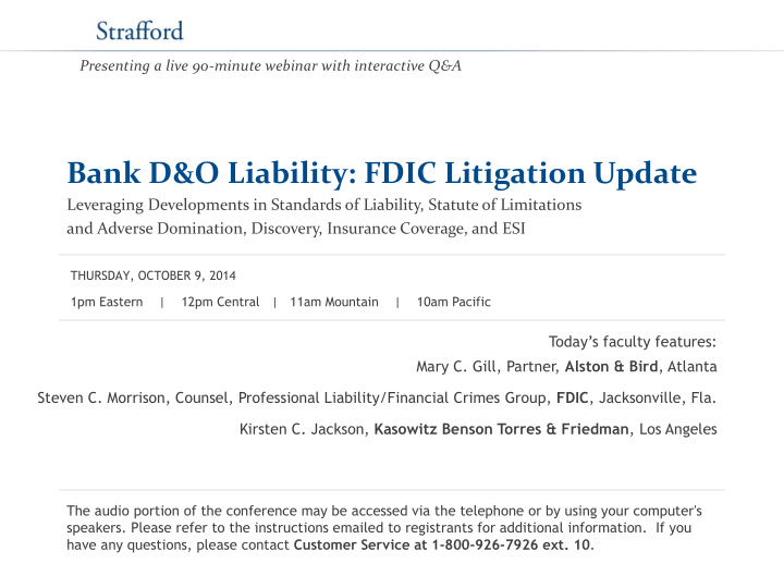 bank d o liability fdic litigation update