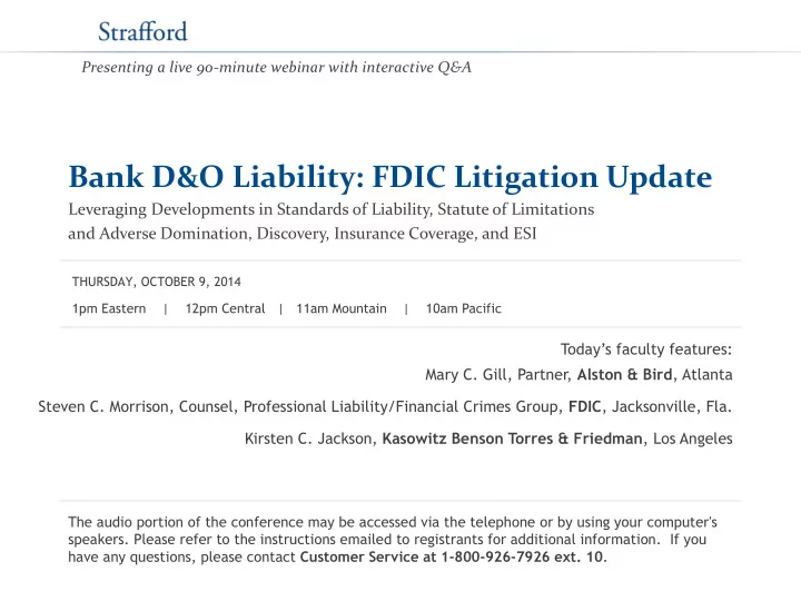 bank d o liability fdic litigation update