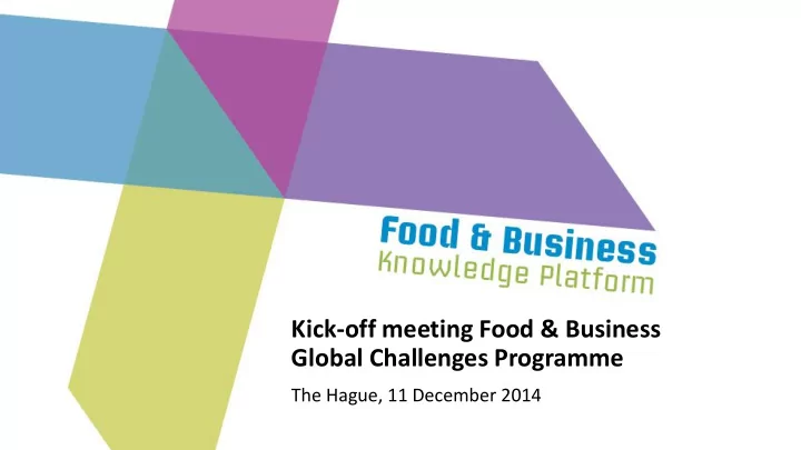 kick off meeting food business