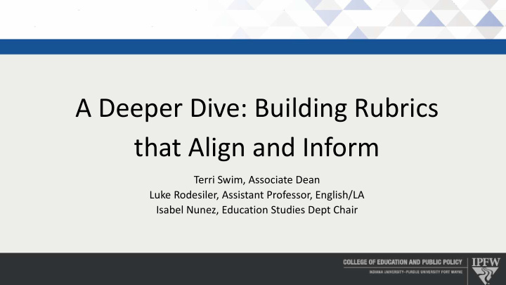 a deeper dive building rubrics