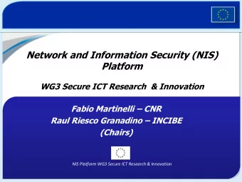 Network and Information Security (NIS)  Platform  WG3 Secure ICT Research  &amp; Innovation Fabio