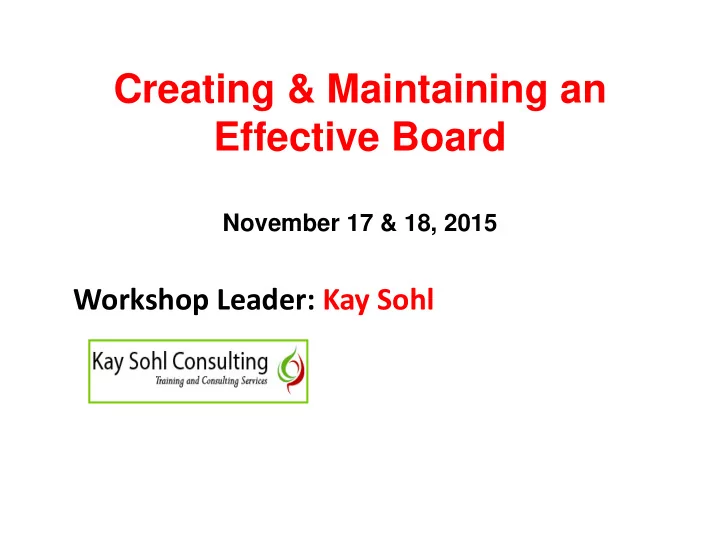 creating maintaining an effective board