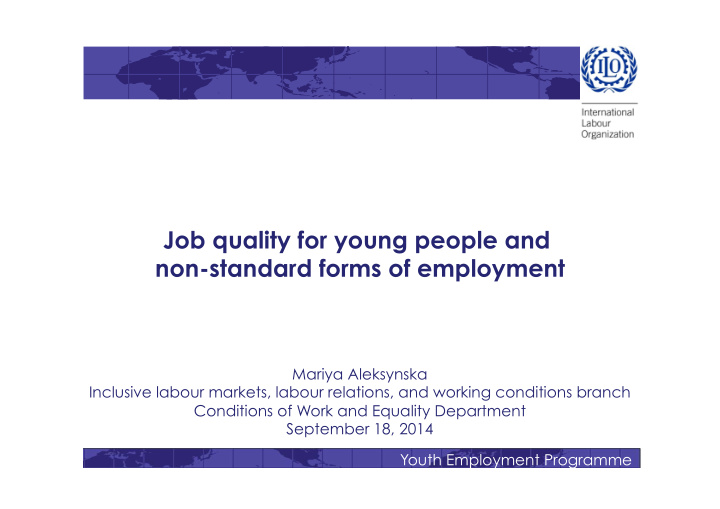 job quality for young people and non standard forms of