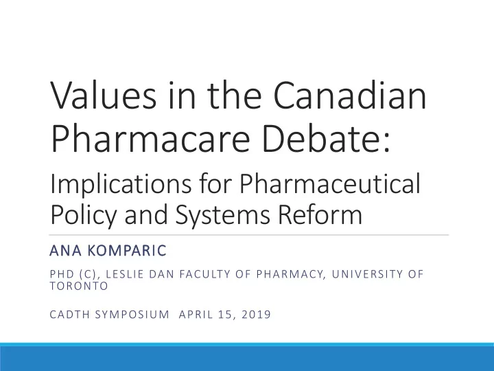 values in the canadian