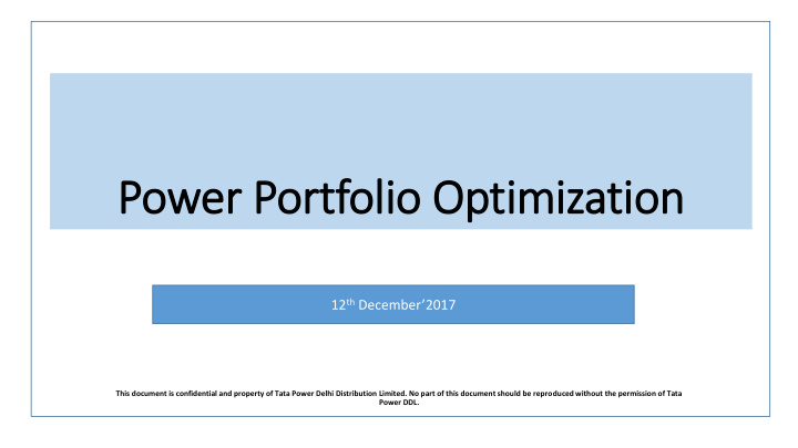 power portfolio optimization