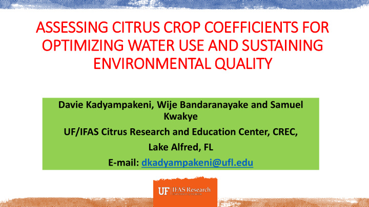 assessing citrus c crop c coe oeffi fficients for or opti