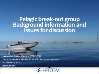 Background information and  issues for discussion  Lena Avellan, Project Manager (CORESET II)