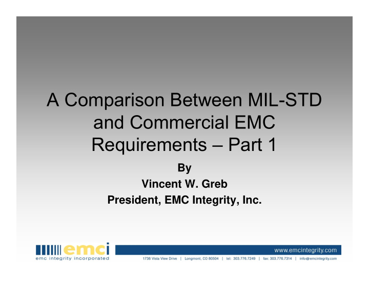 a comparison between mil std and commercial emc