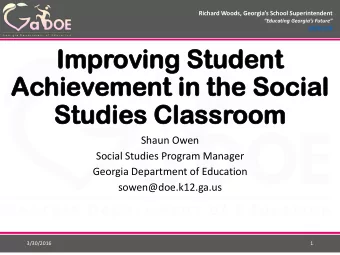 Im  Impr  proving  ving Stu  Student  dent  Achie  ievement  ement in  in th  the  e So  Soci  cial