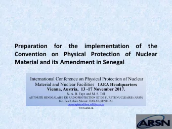 Convention on Physical Protection of Nuclear  Material and its Amendment in Senegal  International