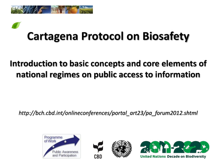 cartagena protocol on biosafety introduction to basic
