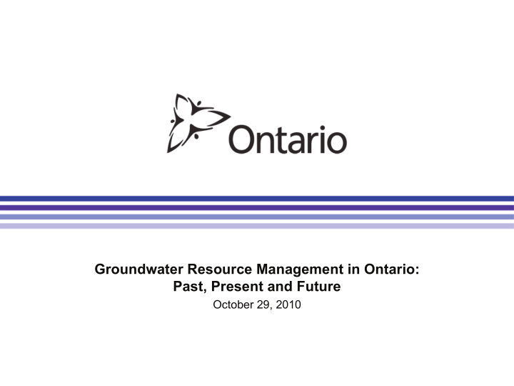 groundwater resource management in ontario past present
